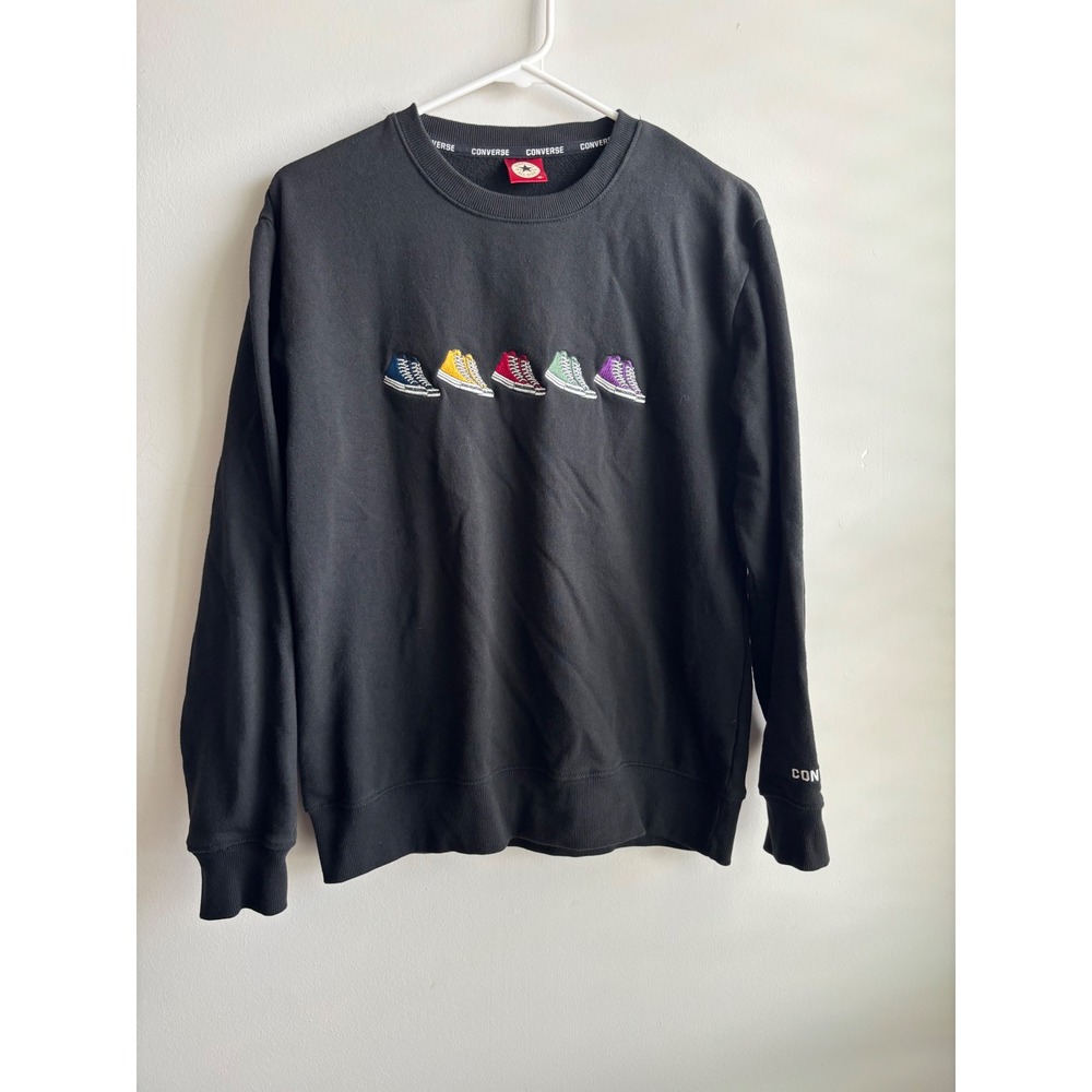 Converse Black Embroidered Sneaker Sweatshirt Mens‎ Medium